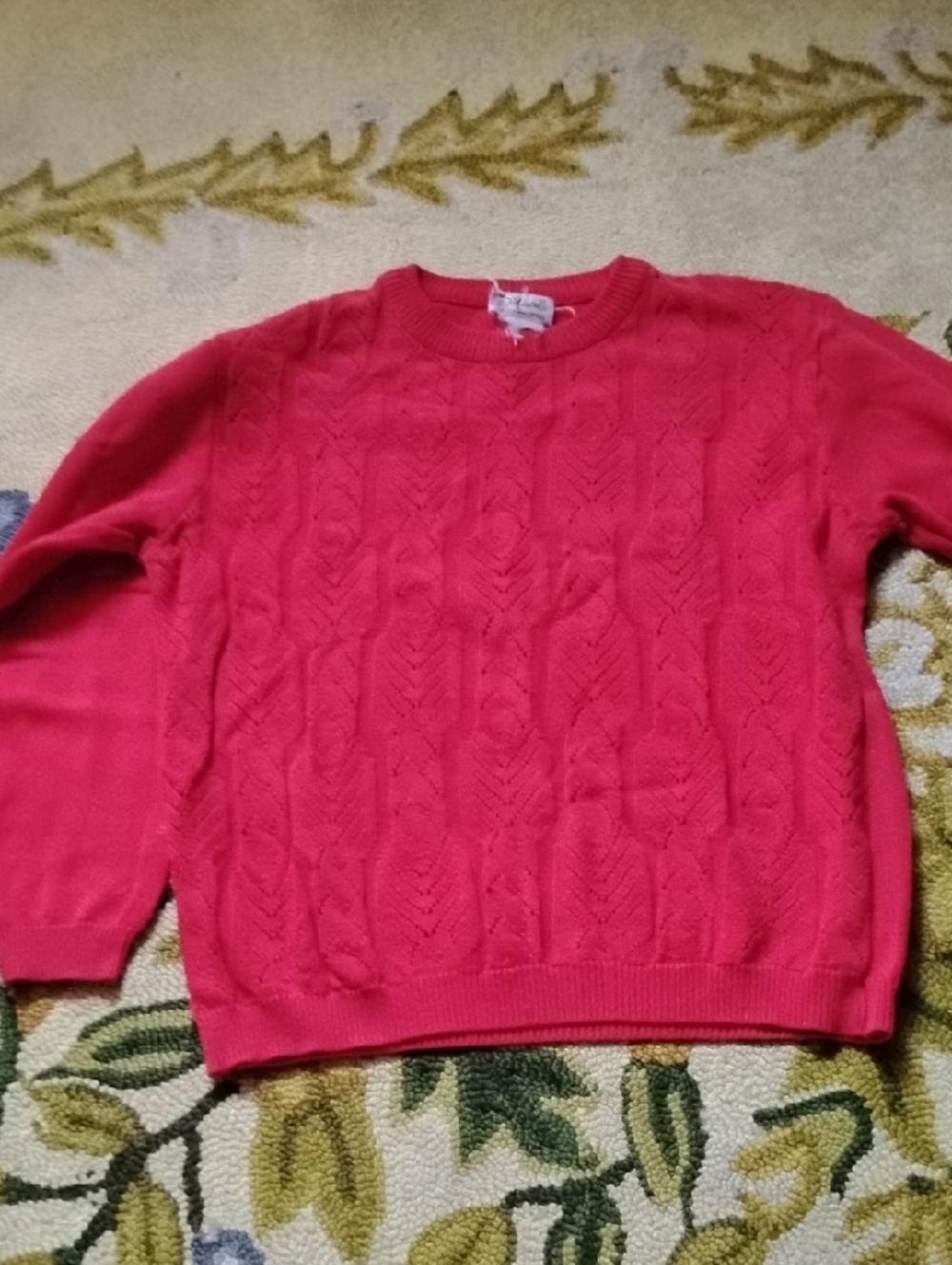 Men's Red Cable Knit Crewneck Sweater